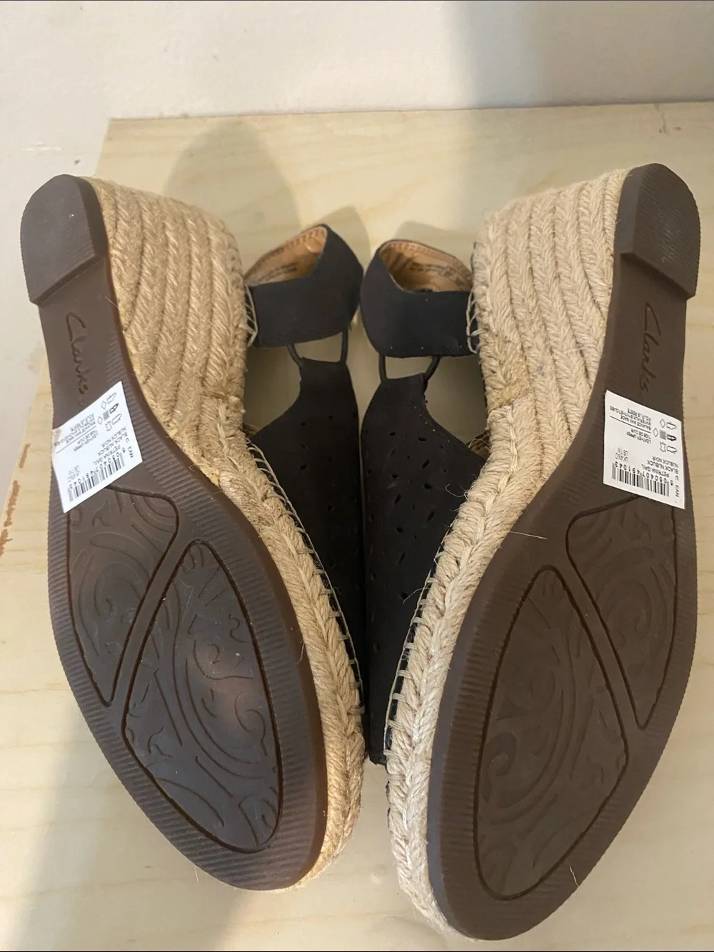 Clarks Black Espadrille Slingback Sandals